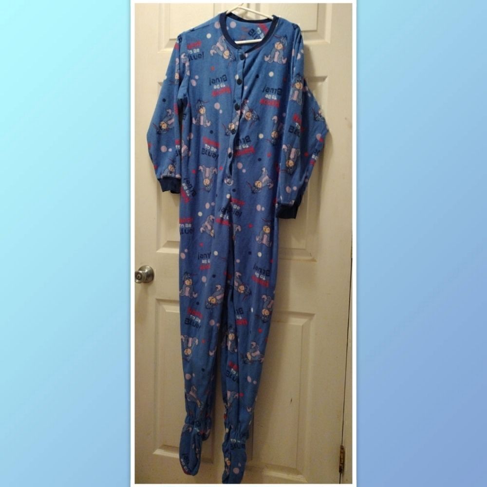 Disney Eeyore Adult Women's Footed Pajamas/costume size Large - Picture 1 of 4